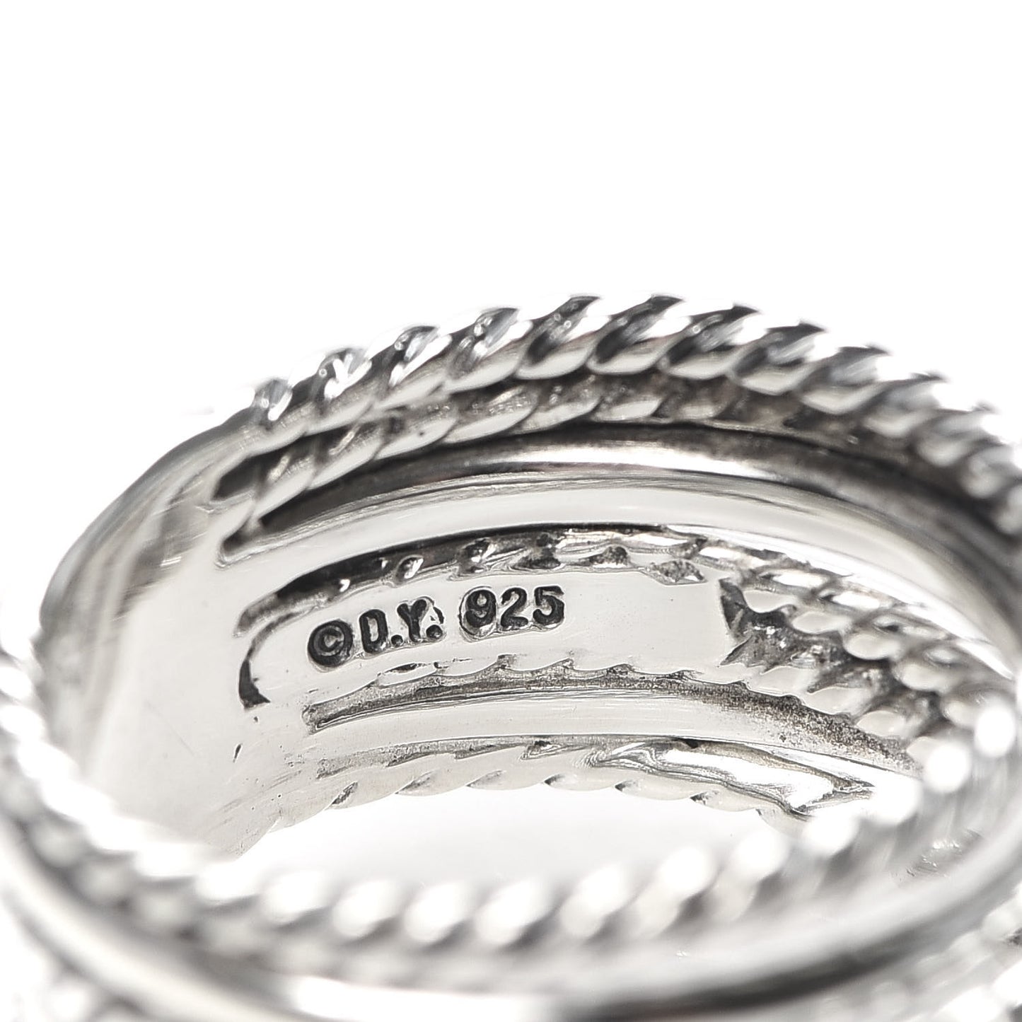 Sterling Silver Diamond 12mm Wide Crossover Cable Ring 54 7