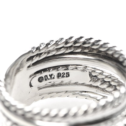 David Yurman Sterling Silver Diamond 12mm Wide Crossover Cable Ring 54 7 4 of 4