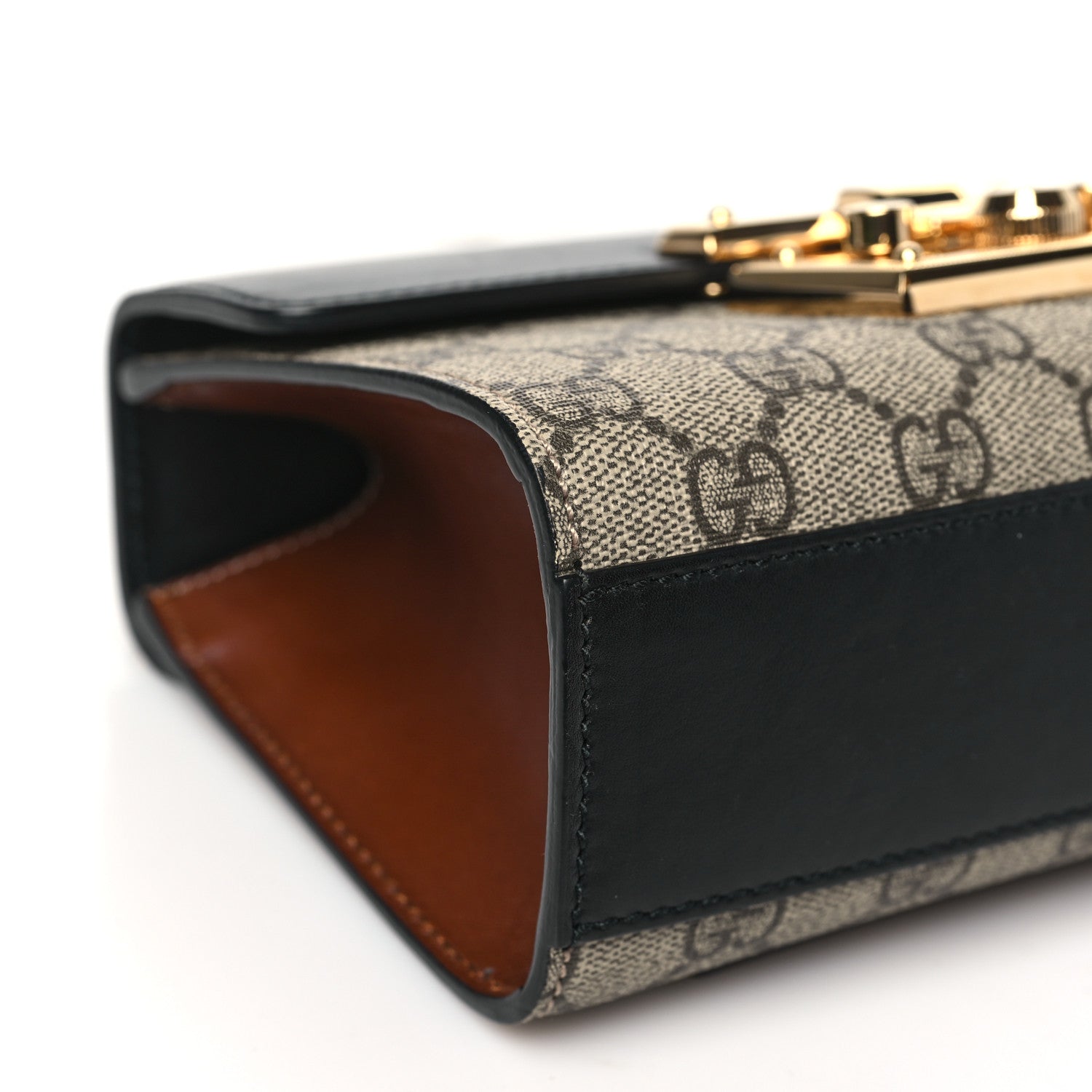 Gucci GG Supreme Monogram Calfskin Small Padlock Shoulder Bag Beige Black Cuir 9 of 10