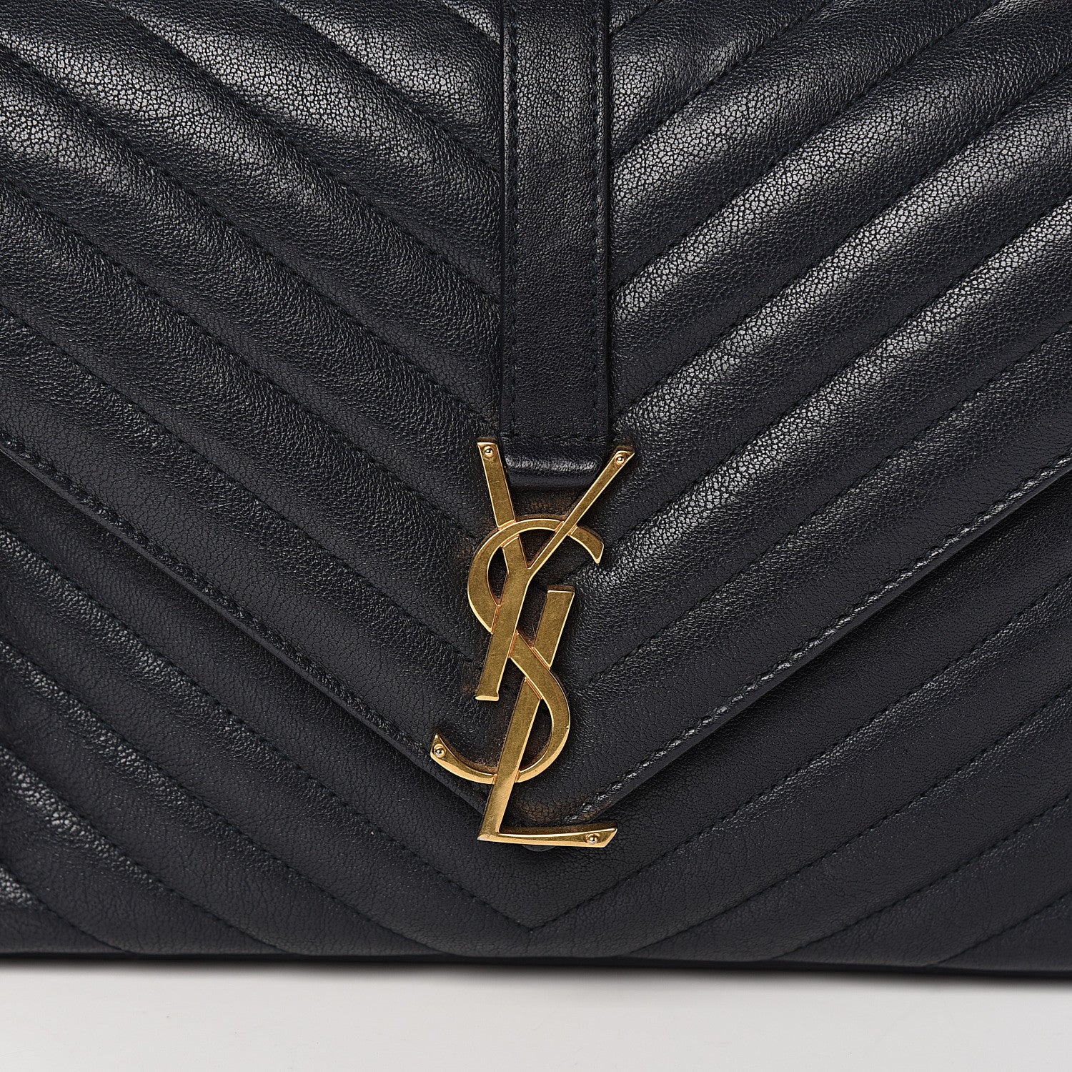 Saint Laurent Sheepskin Matelasse Chevron Monogram Medium College Bag Deep Marine 8 of 8