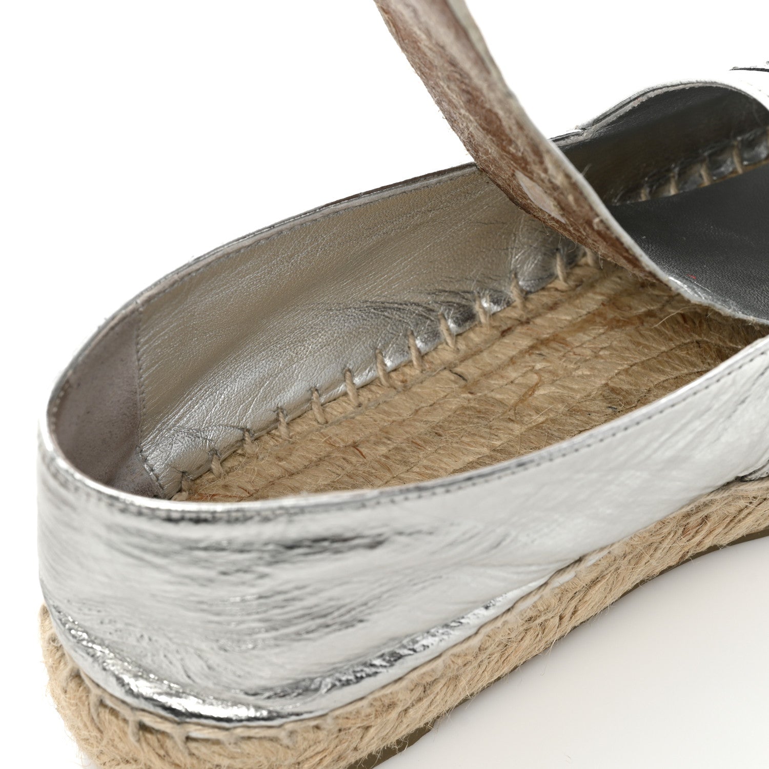 Chanel Laminated Goatskin CC Espadrilles 37 Silver 11 of 14