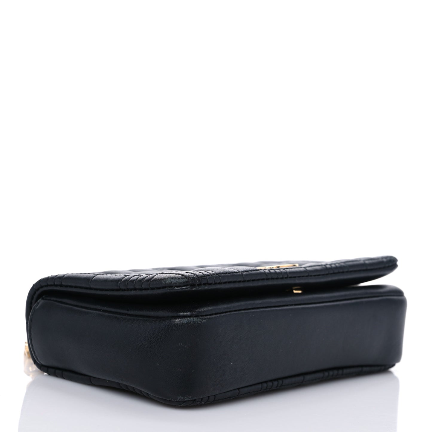 Grainy Calfskin Quilted Mini Lola Bag Black