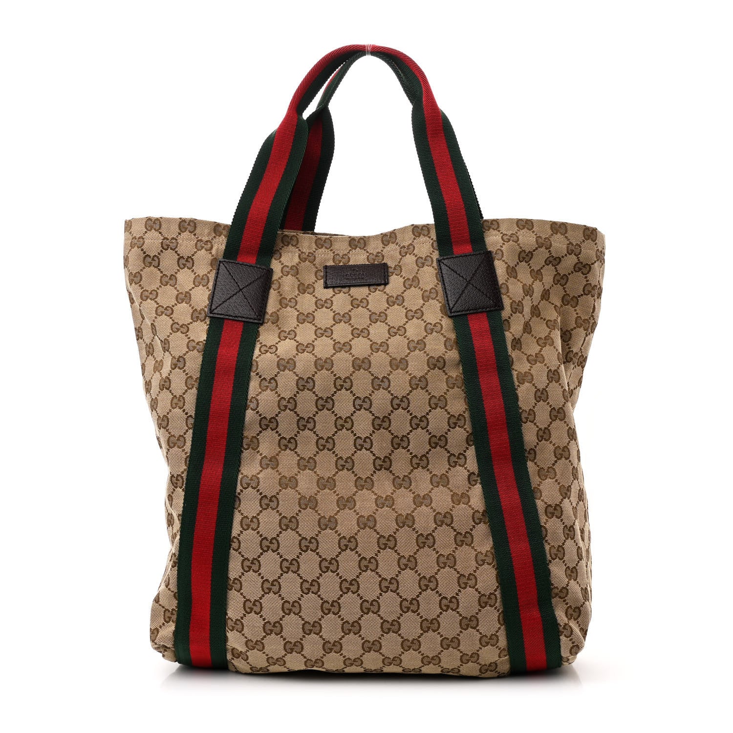 Gucci GG Monogram Medium Web Handle Vertical Tote Dark Brown 1 of 10