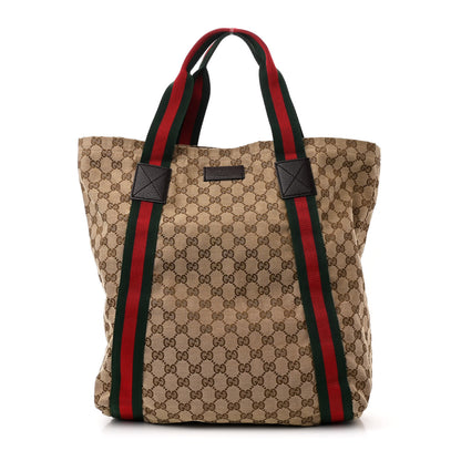 Gucci GG Monogram Medium Web Handle Vertical Tote Dark Brown 1 of 10