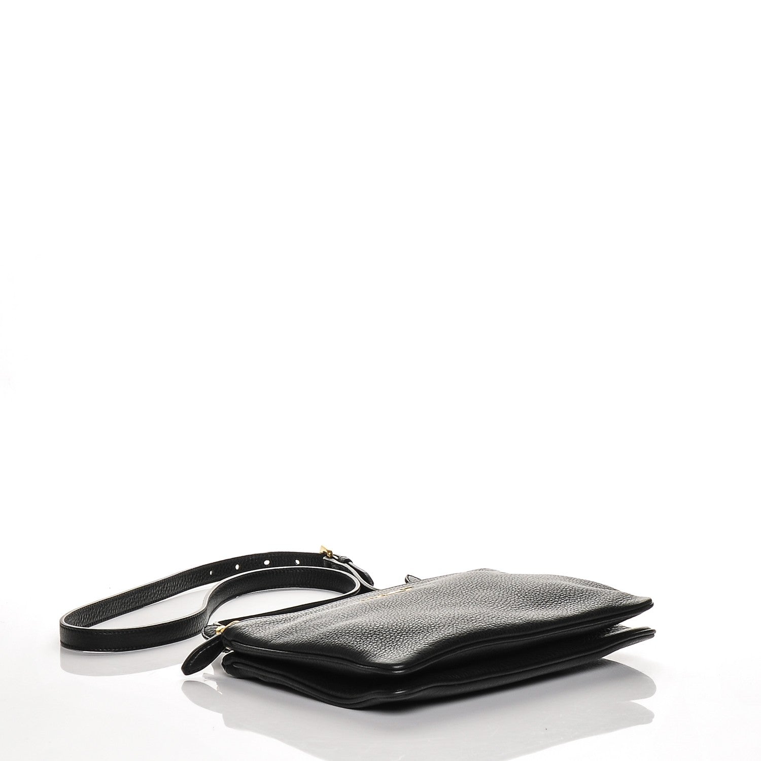 Prada Vitello Phenix Double Zip Crossbody Bag Black 4 of 8