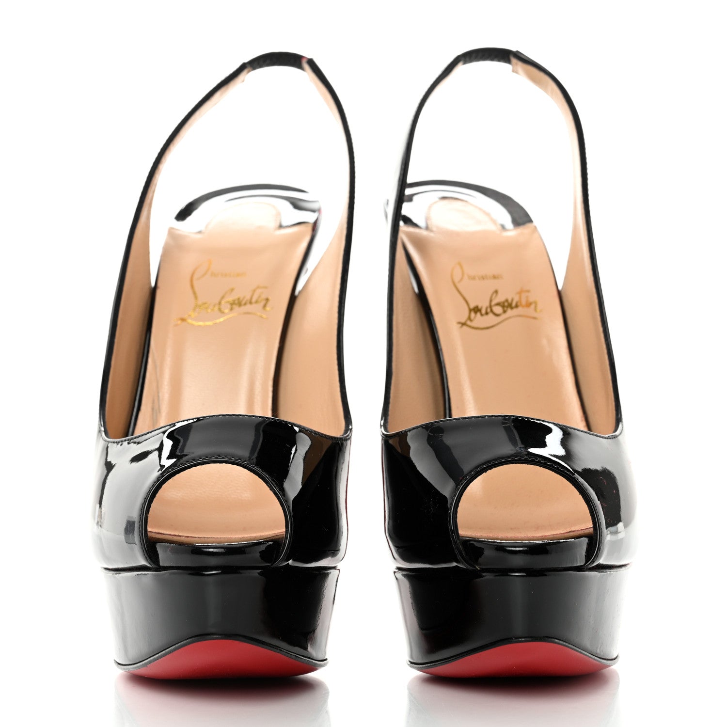 Christian Louboutin Patent Lady Peep Sling 150 Pumps 35.5 Black 2 of 7