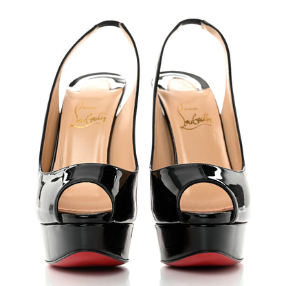 Christian Louboutin Patent Lady Peep Sling 150 Pumps 35.5 Black 2 of 7