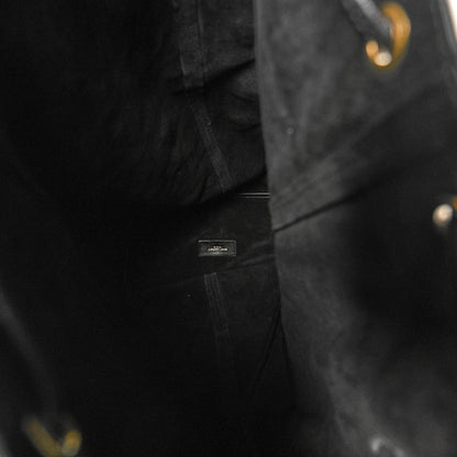 Saint Laurent Lambskin Medium Heart Studded Riva Drawstring Bag Black 5 of 11