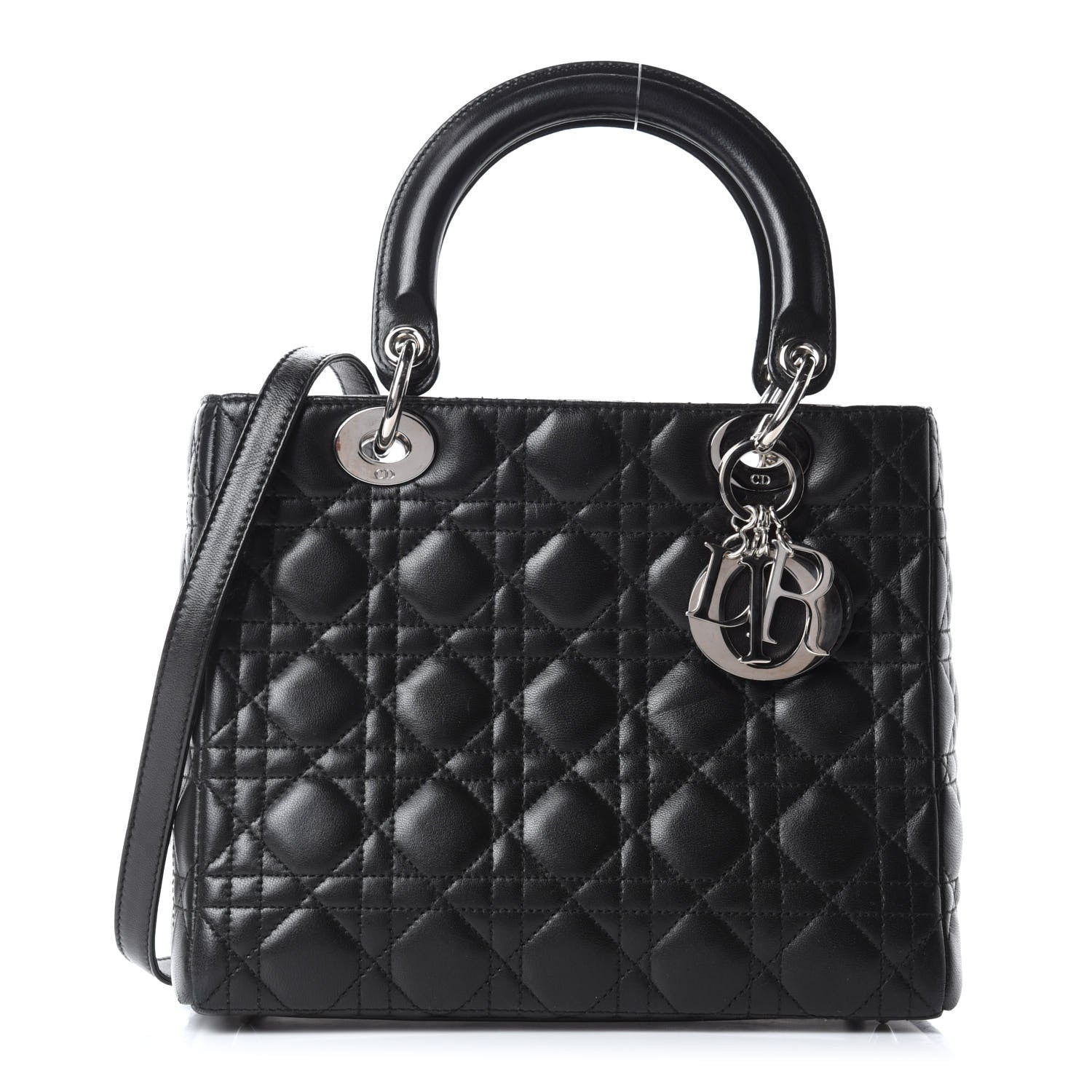 Christian Dior Lambskin Cannage Medium Lady Dior Black 1 of 9