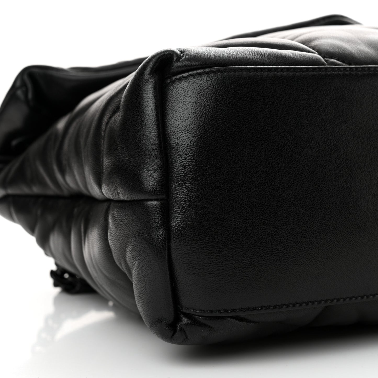 Lambskin Quilted Monogram Monochrome Medium Loulou Puffer Chain Satchel Black