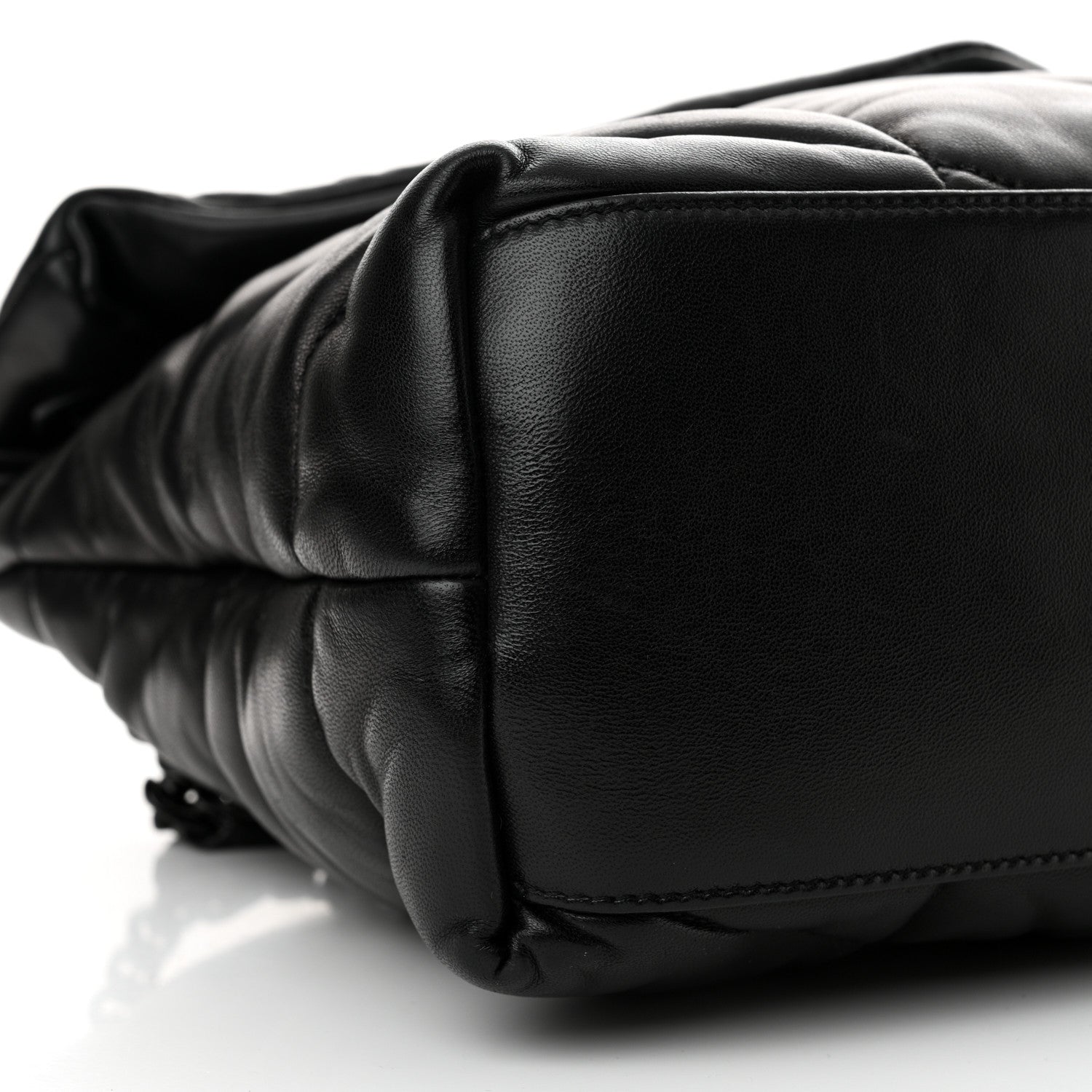 Saint Laurent Lambskin Quilted Monogram Monochrome Medium Loulou Puffer Chain Satchel Black 9 of 10
