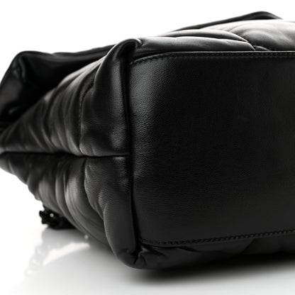 Saint Laurent Lambskin Quilted Monogram Monochrome Medium Loulou Puffer Chain Satchel Black 9 of 10