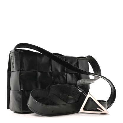 Bottega Veneta Paper Calfskin Maxi Intreccio Cassette Crossbody Bag Black 3 of 10