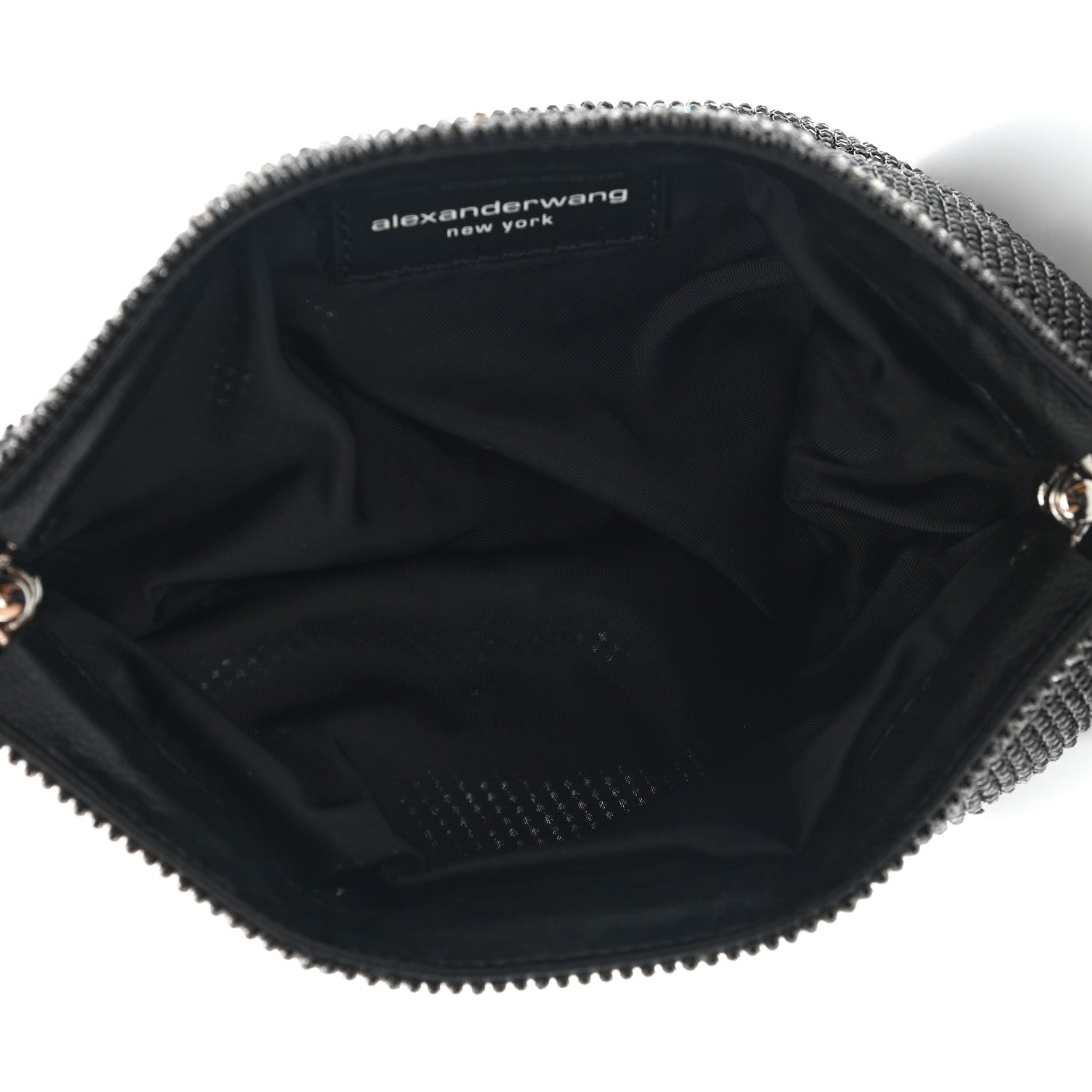 Alexander Wang Rhinestone Chain Mesh Wanglock Logo Pouch Black White 5 of 11