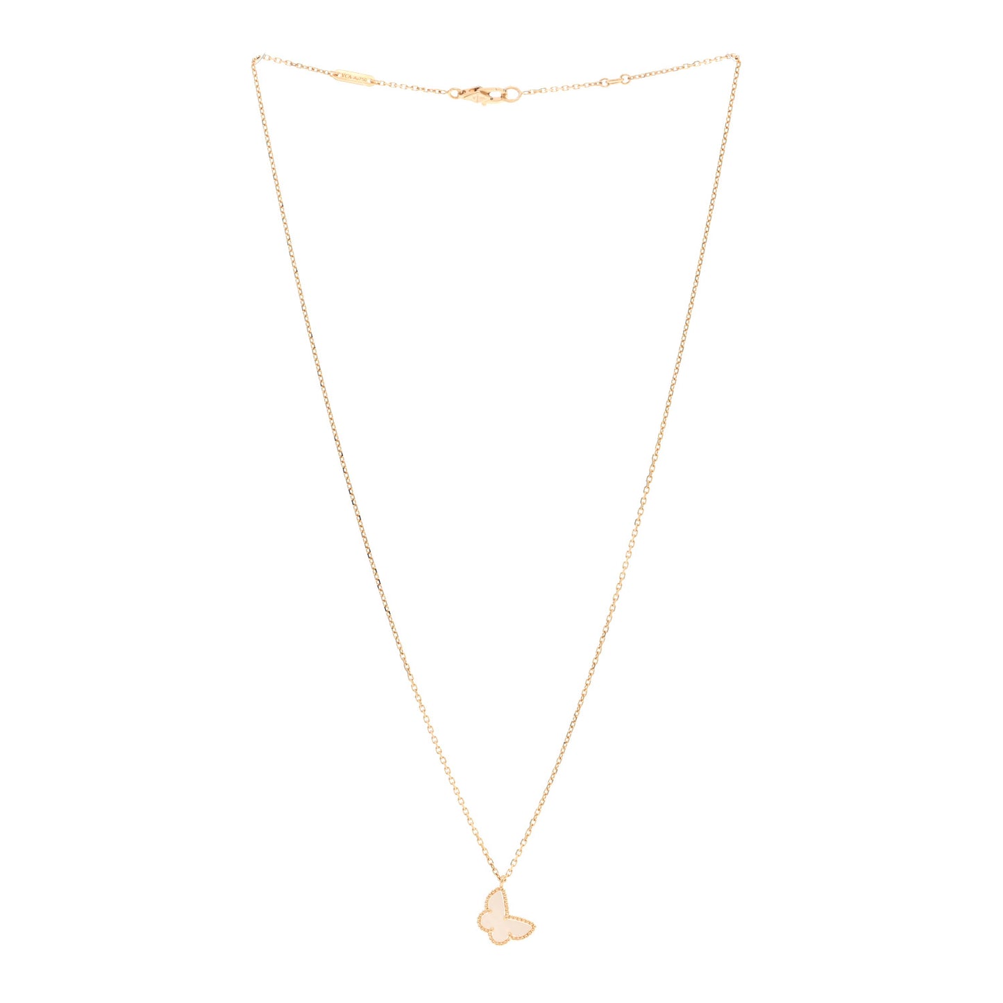 18K Yellow Gold Mother of Pearl Sweet Alhambra Butterfly Pendant Necklace