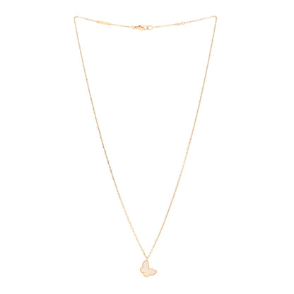 Van Cleef & Arpels 18K Yellow Gold Mother of Pearl Sweet Alhambra Butterfly Pendant Necklace 3 of 5