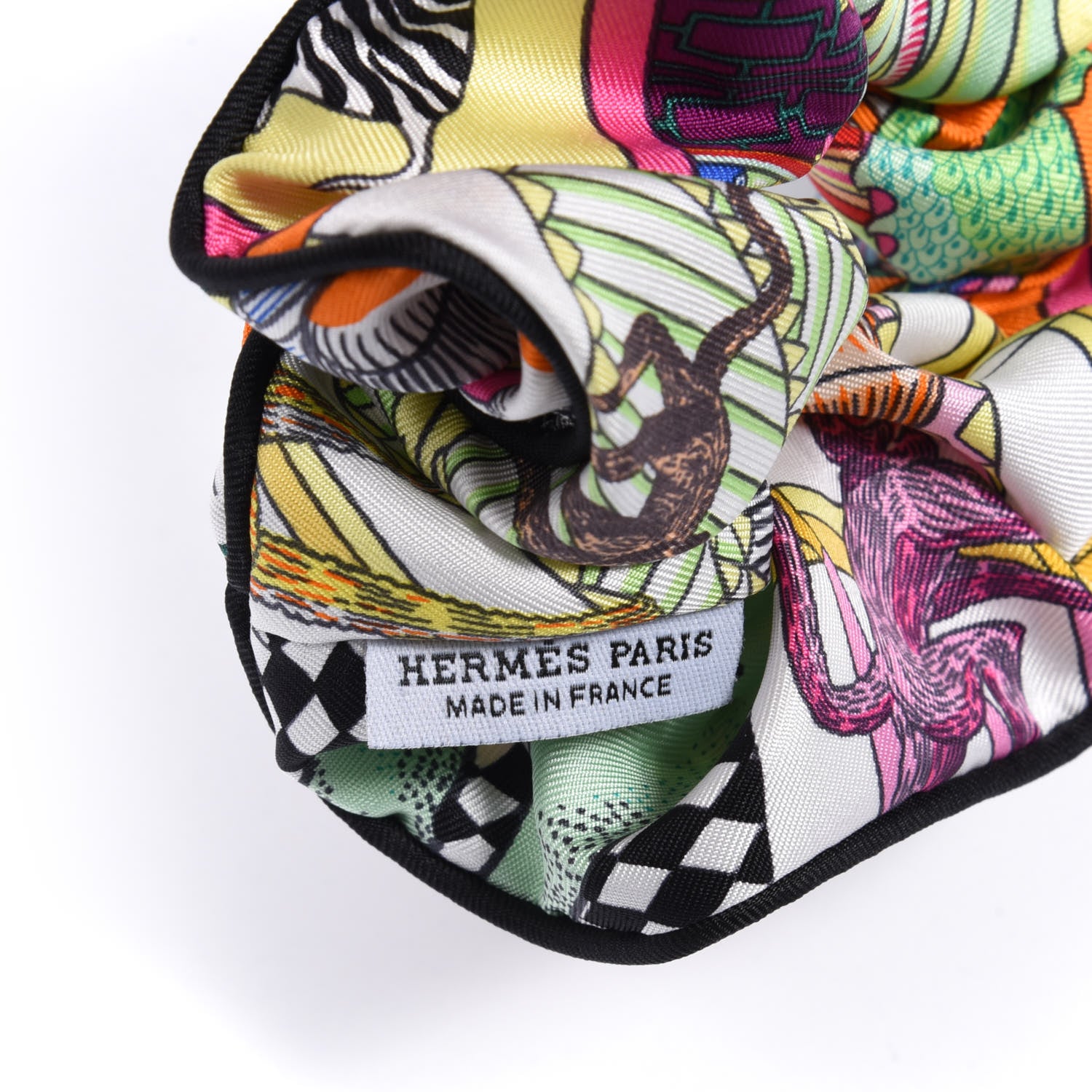 Hermes Silk Chouchou Imprimee Claudia Scrunchie Multicolore Black 3 of 3