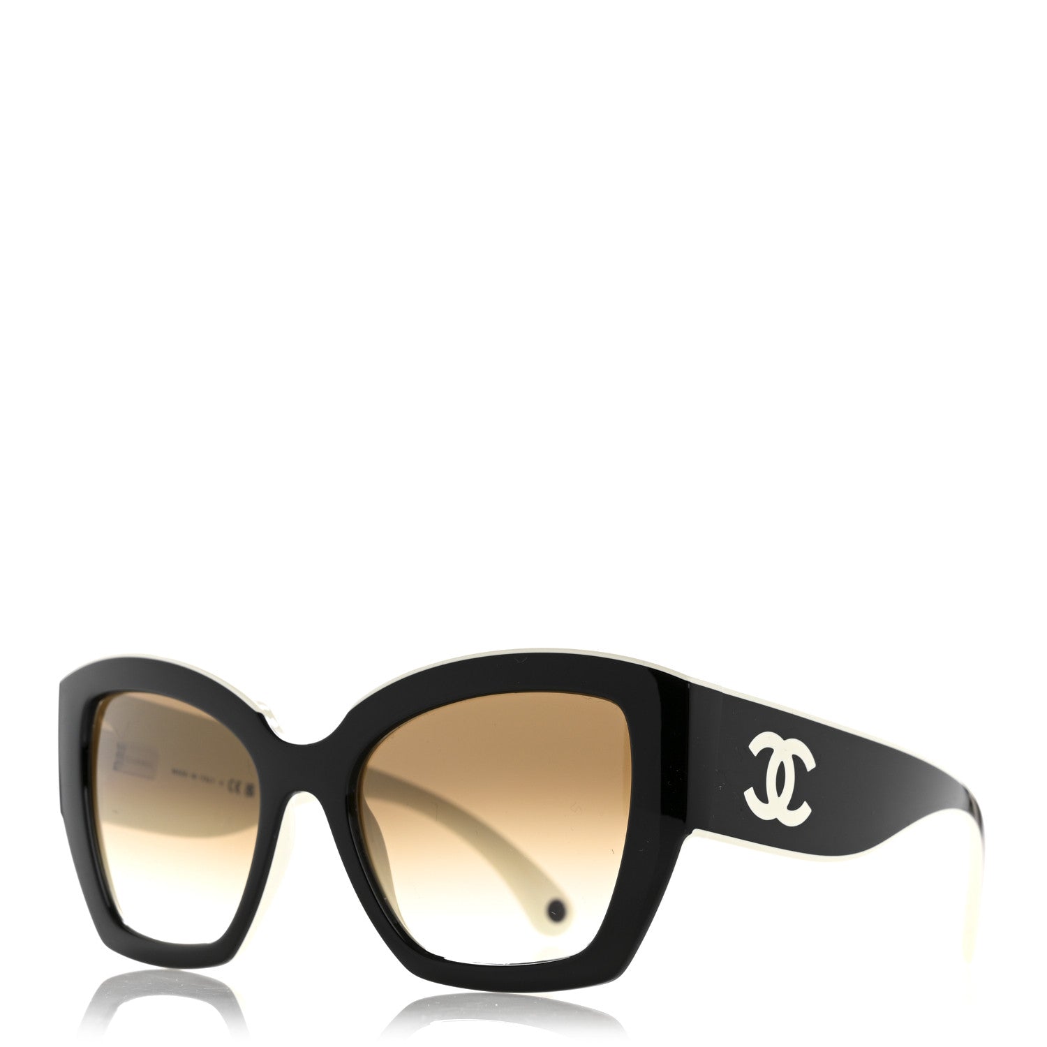 Chanel Acetate Square Sunglasses 6058 Black White 1 of 8