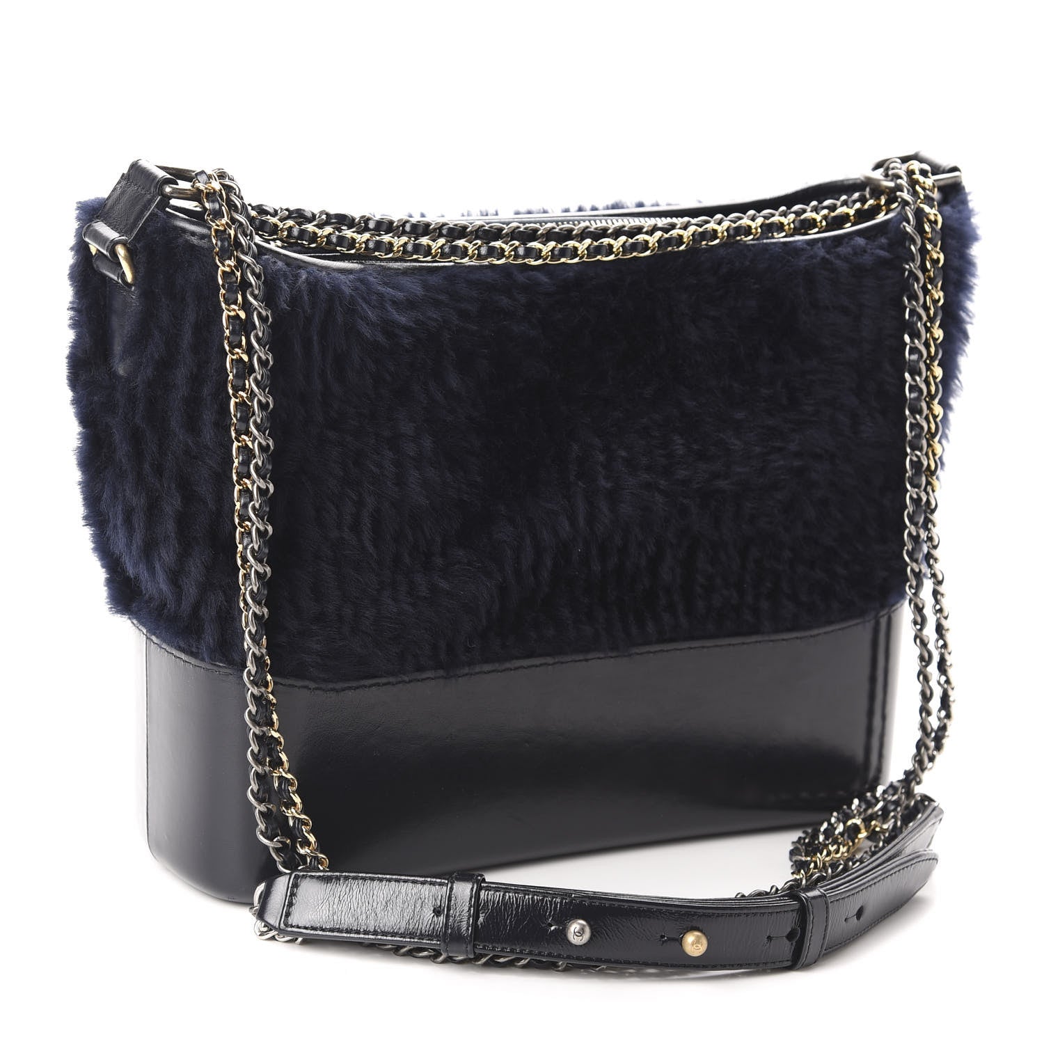 Chanel Shearling Medium Gabrielle Hobo Navy 3 of 12
