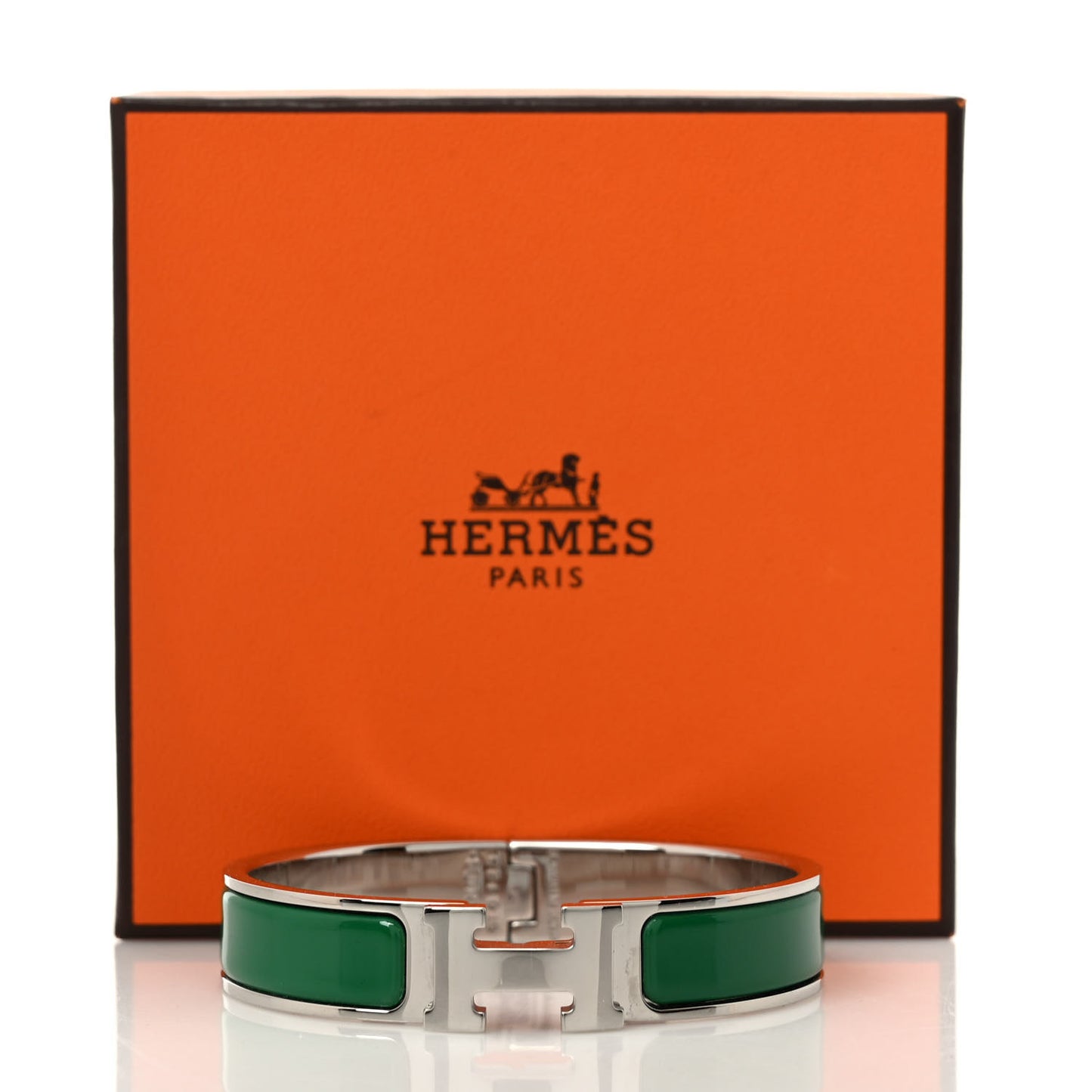 Enamel Narrow Clic Clac H Bracelet PM Vert Sapin