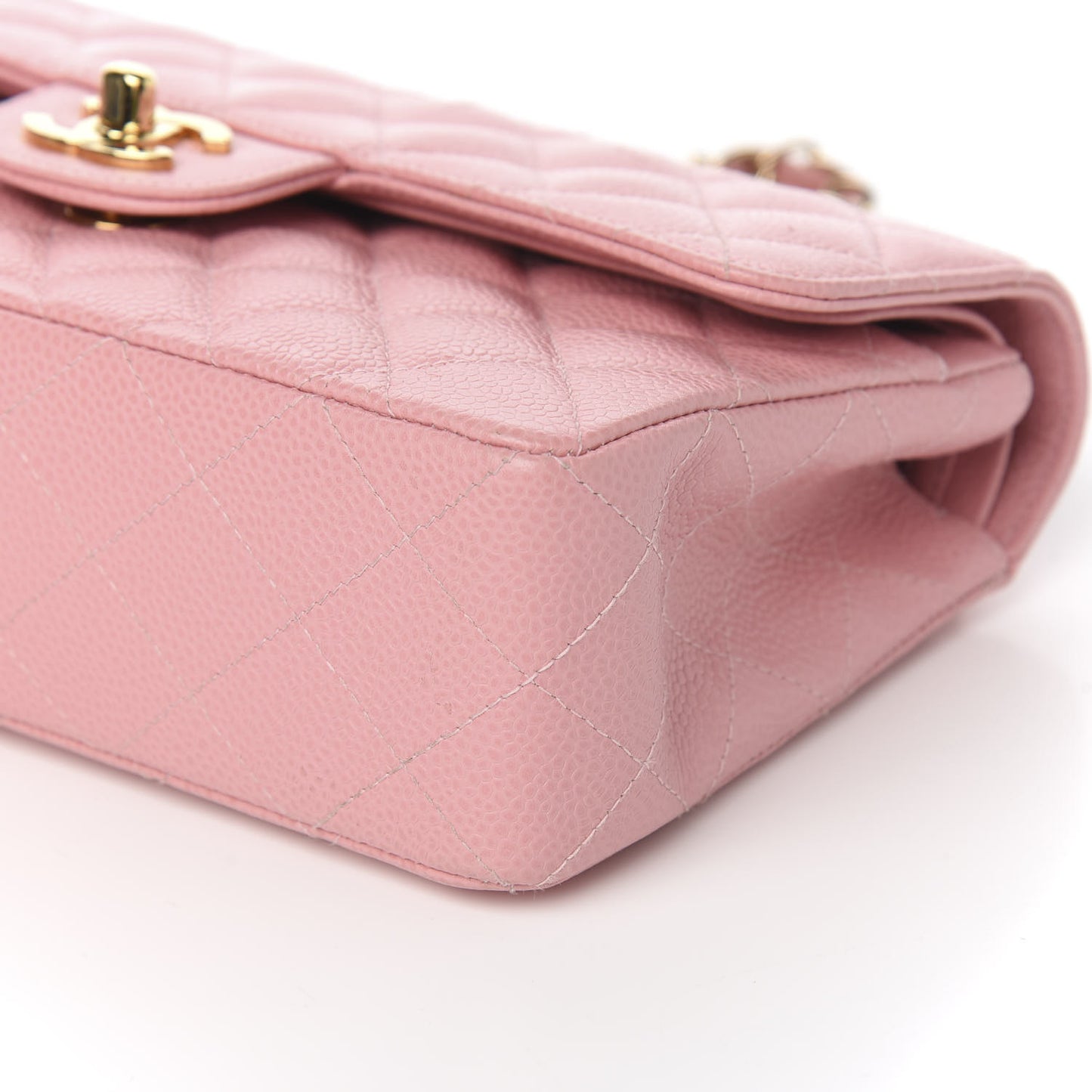 Caviar Quilted Small Double Flap Pink