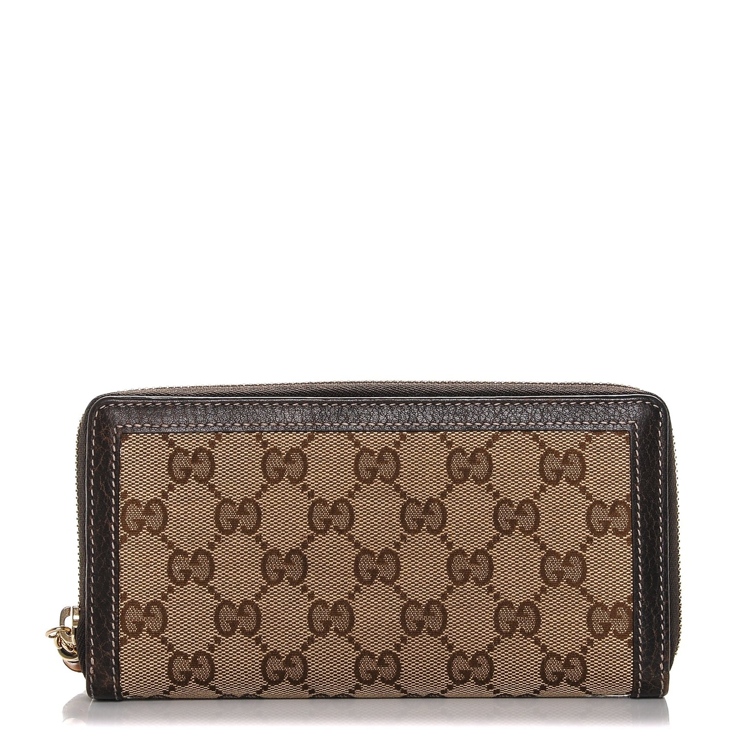 Monogram Calfskin Bamboo Tassel Zip Around Wallet Beige Ebony Chocolate