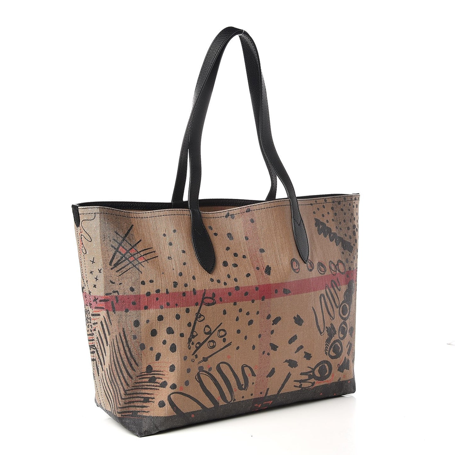 Coated Canvas Mega Check Medium Doodle Tote Black