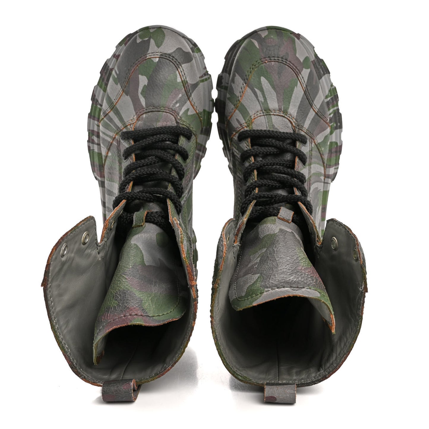 Crackled Calzature Camouflage Print Womens Combat Boots 37