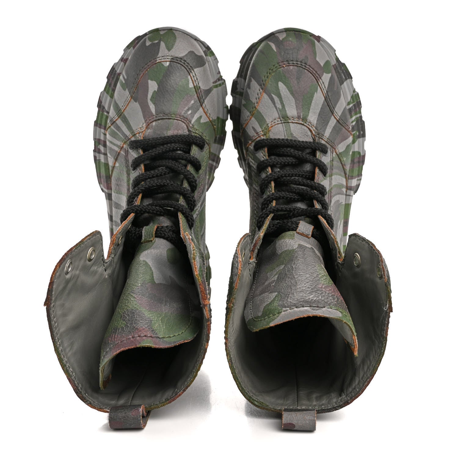 Miu Miu Crackled Calzature Camouflage Print Womens Combat Boots 37 2 of 13