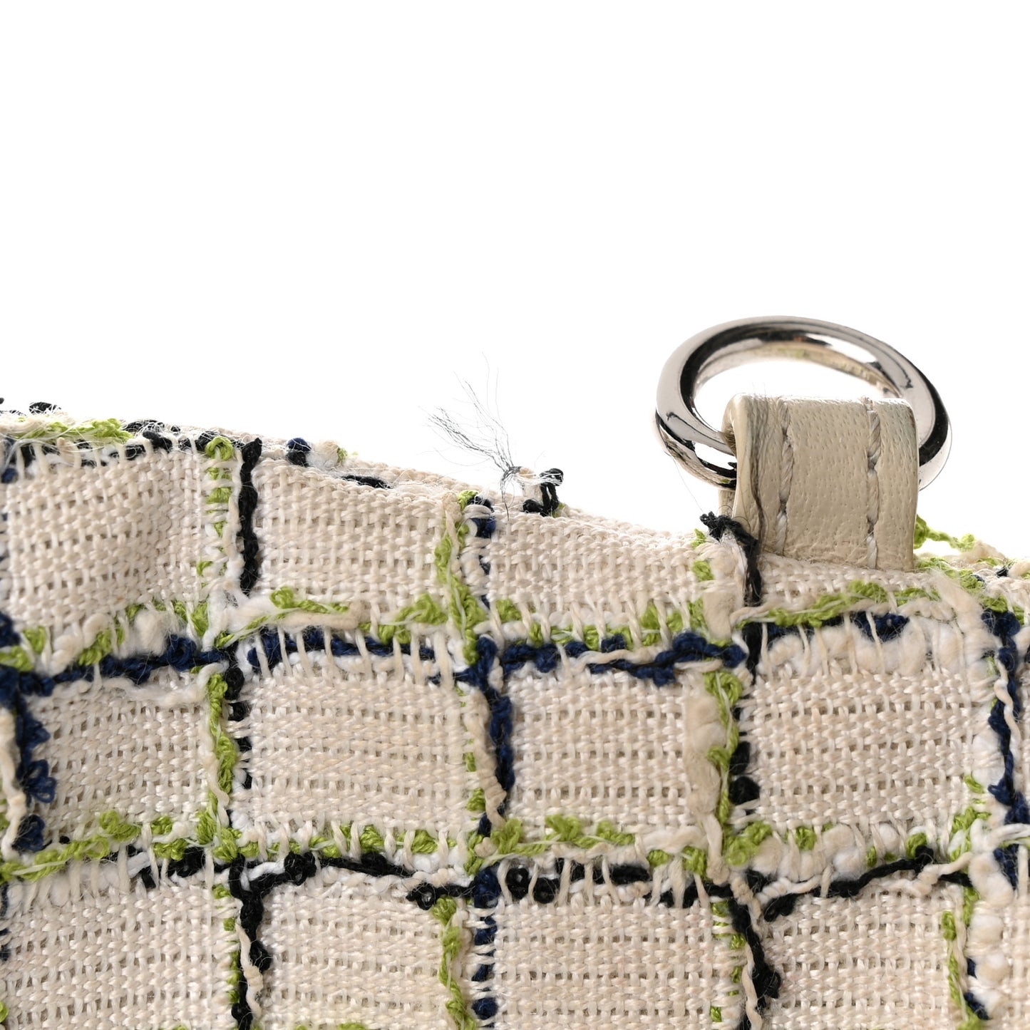 Calfskin Tweed Small Logo Eyelets Shopping Tote Beige