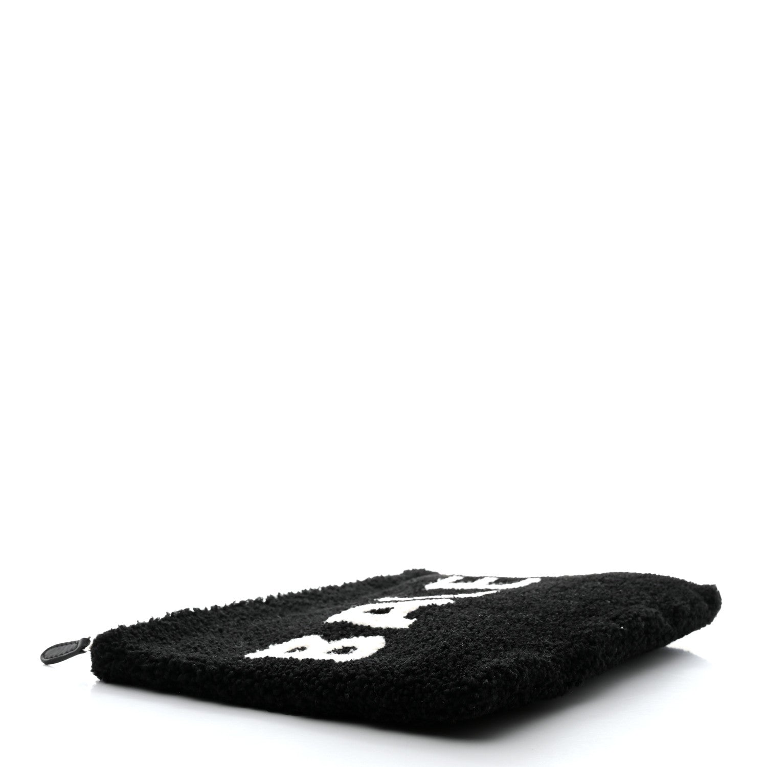 Balenciaga Sheepskin Shearling Contrasted Logo Large Zip Pouch Black 4 of 7