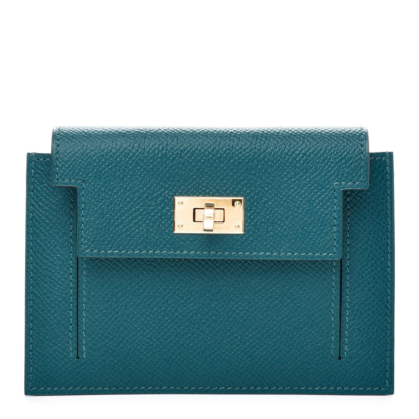 Epsom Kelly Pocket Compact Wallet Vert Bosphore