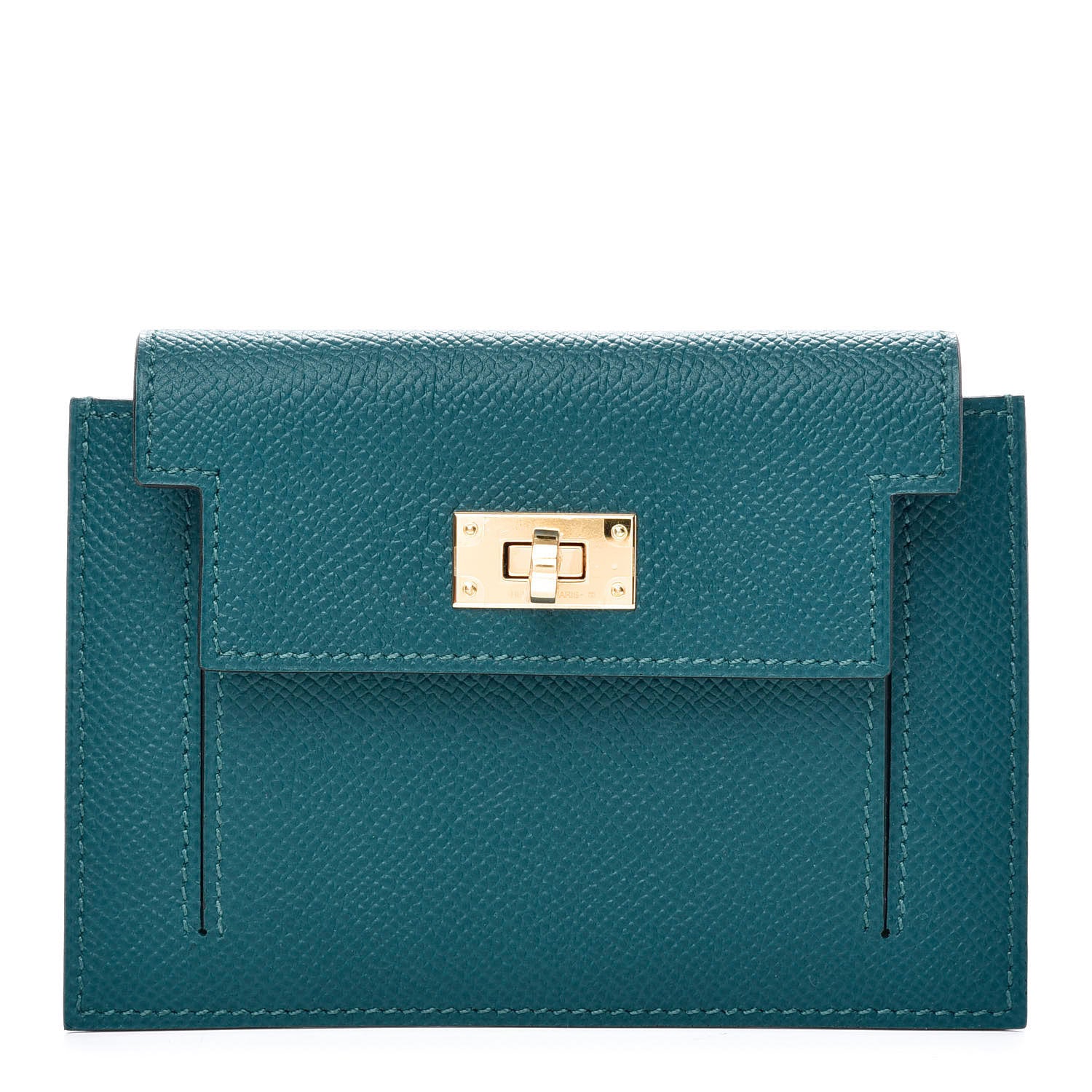Hermes Epsom Kelly Pocket Compact Wallet Vert Bosphore 1 of 8