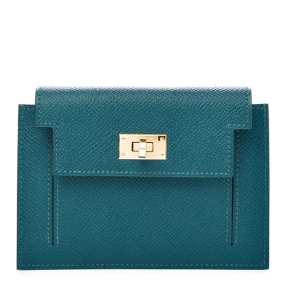 Hermes Epsom Kelly Pocket Compact Wallet Vert Bosphore 1 of 8