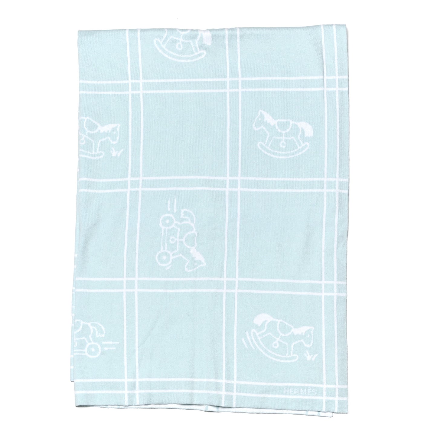 Cotton Knit Adada Baby Blanket Bleu Glacier