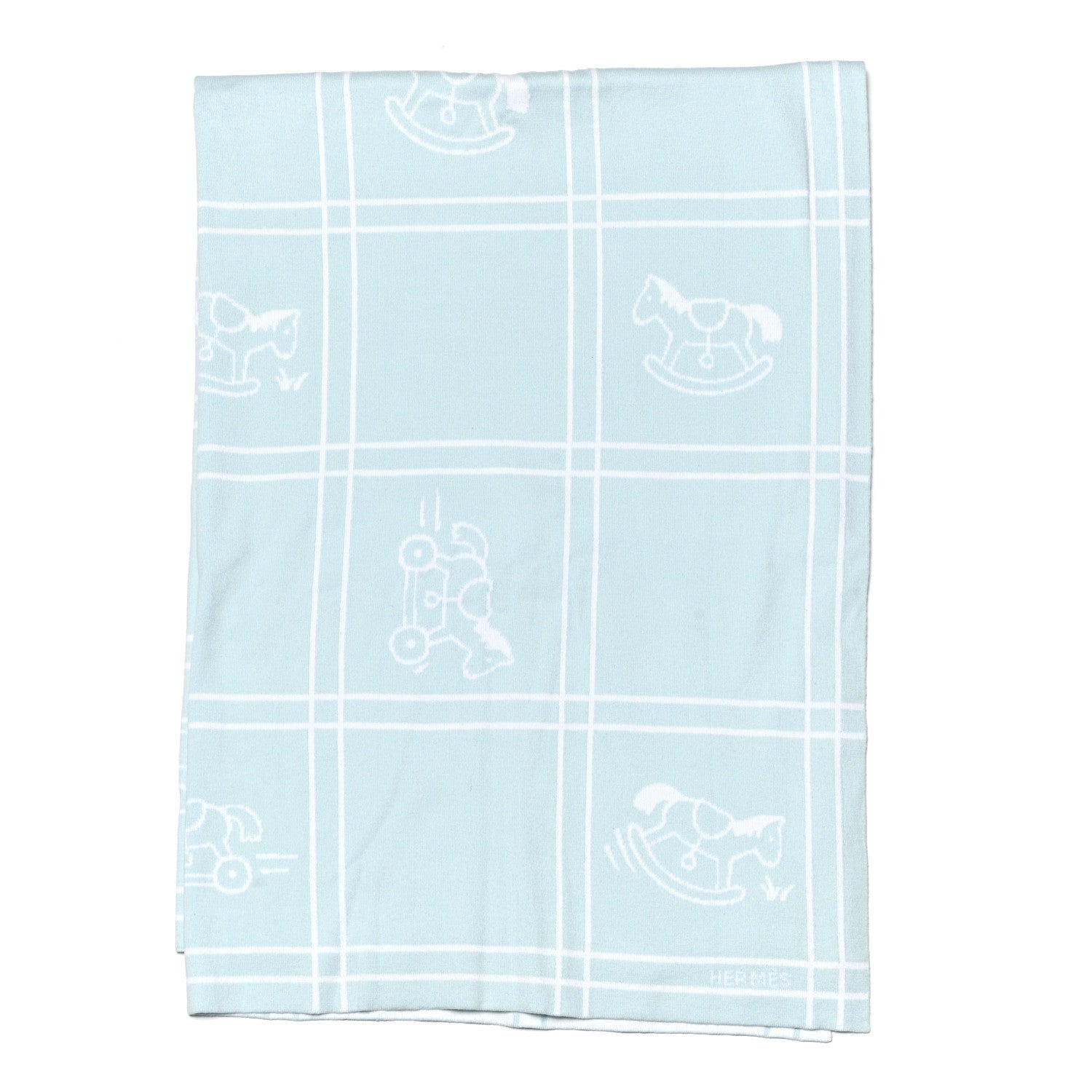Hermes Cotton Knit Adada Baby Blanket Bleu Glacier 1 of 3