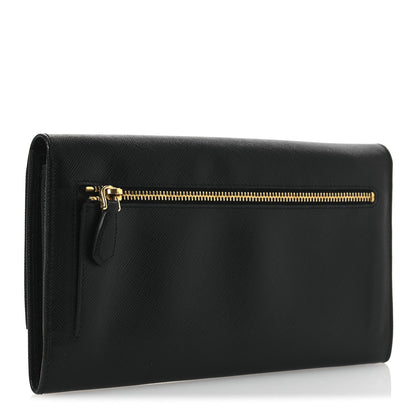 Prada Saffiano Metal Bar Flap Wallet Black 3 of 9