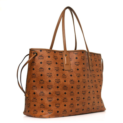 MCM Visetos Large Liz Reversible Shopper Tote Cognac 3 of 19