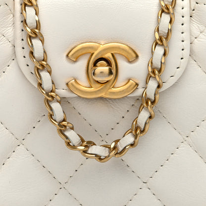Chanel Shiny Aged Calfskin Quilted Mini Nano Kelly Shopper White 8 of 10