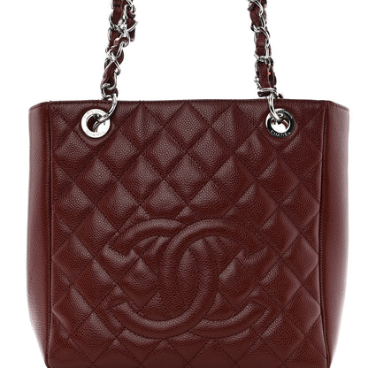 Chanel Caviar Quilted Petit Shopping Tote PST Burgundy 7 of 9