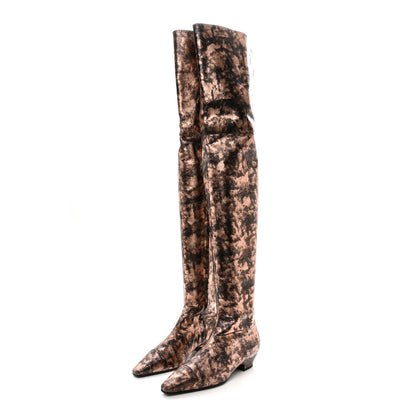 Chanel Laminated Goatskin Over the Knee Boots 37 Bronze 3 of 10
