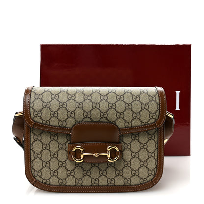 Gucci GG Supreme Monogram Azalea Calfskin Horsebit 1955 Shoulder Bag Beige Brown Sugar 10 of 10