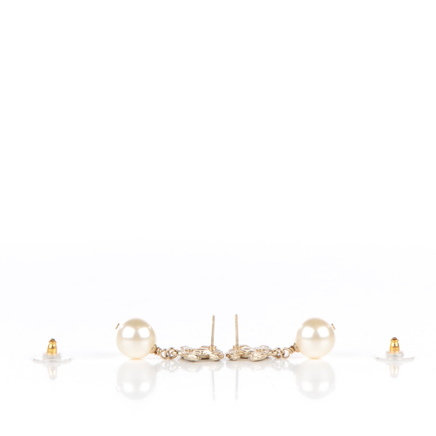 Pearl Enamel CC Drop Earrings Black Gold