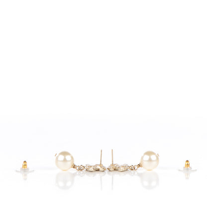 Chanel Pearl Enamel CC Drop Earrings Black Gold 4 of 5