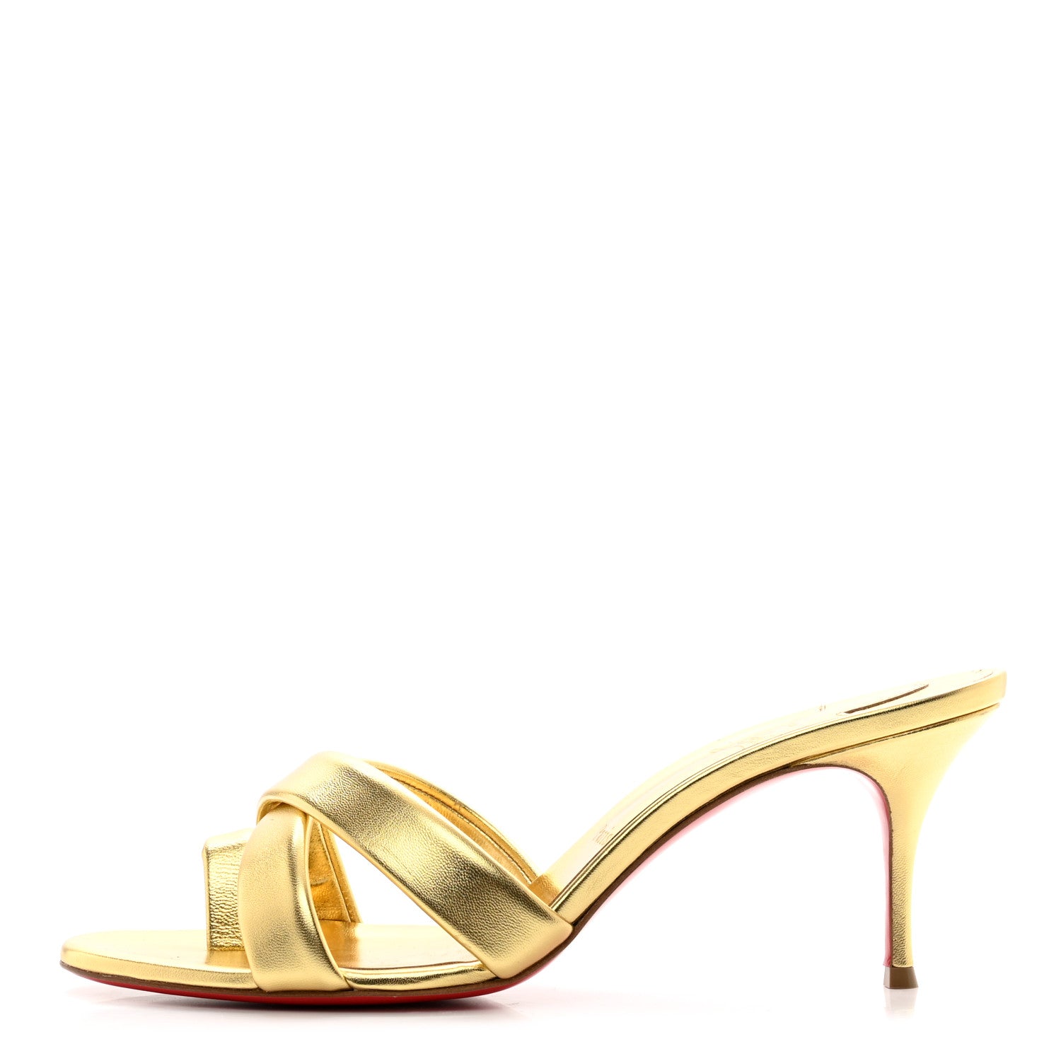 Christian Louboutin Metallic Calfskin Simply Me 70 Slide Sandals 41 Gold 1 of 8