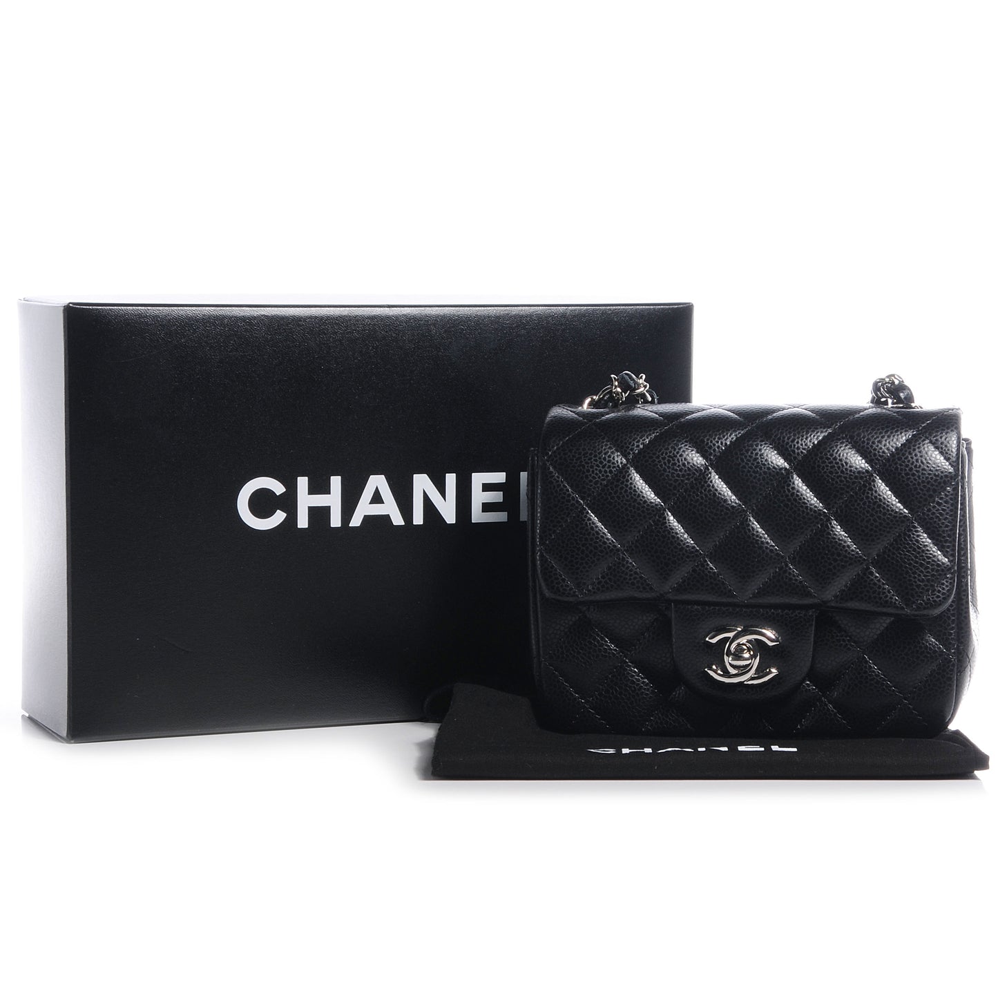 Caviar Quilted Mini Square Flap Bag Black