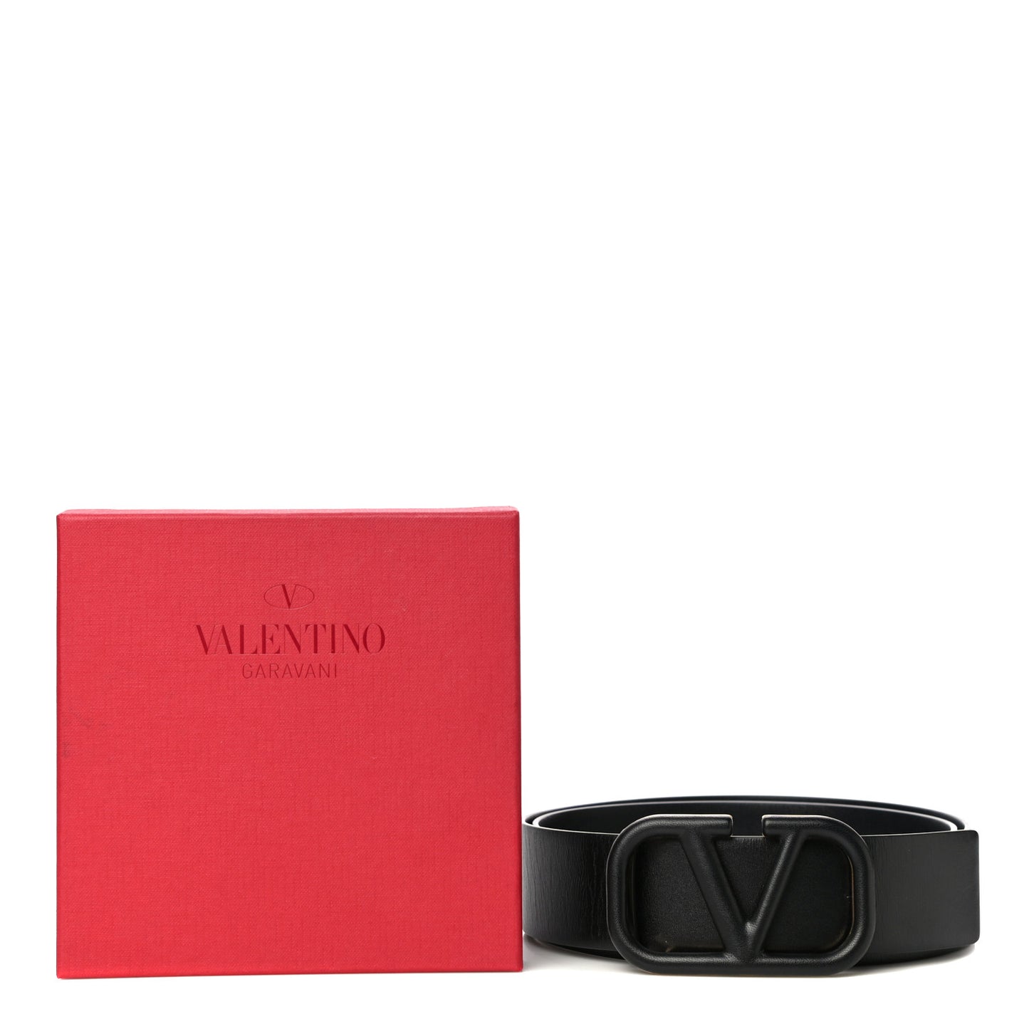 Glossy Calfskin Monochrome VLogo 40mm Belt 85 34 Black