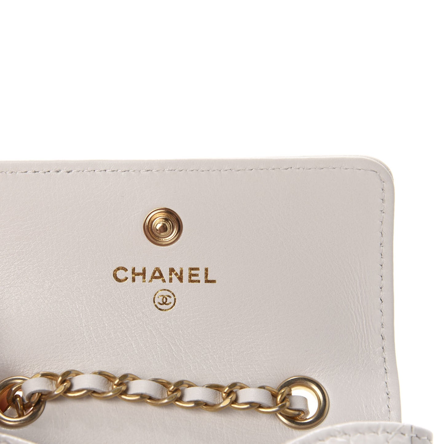 Shiny Aged Calfskin Quilted Waist Belt Bag White