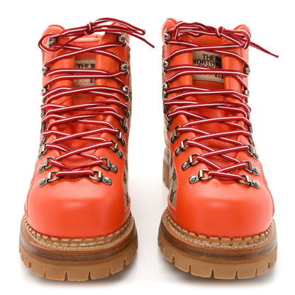 Gucci X THE NORTH FACE Monogram Textured Calfskin Mens Hiking Ankle Boots 11 Beige Ebony Deep Orange 2 of 16
