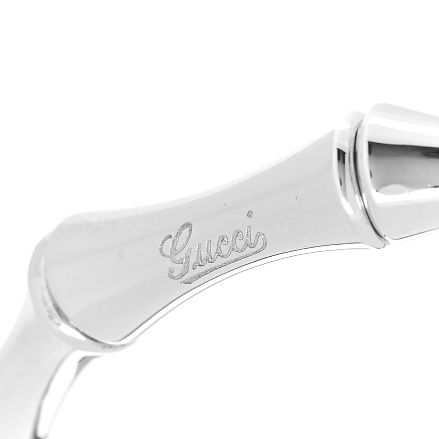 Gucci 18K White Gold Medium Bamboo Spring Bracelet 18 5 of 7